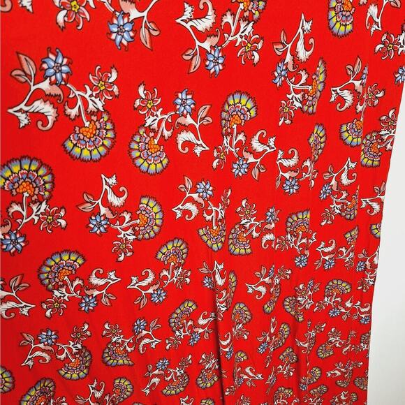 BODEN Short Sleeve Jersey Midi Dress 12R Flame Scarlet Botanical Bunch Floral - Picture 10 of 14